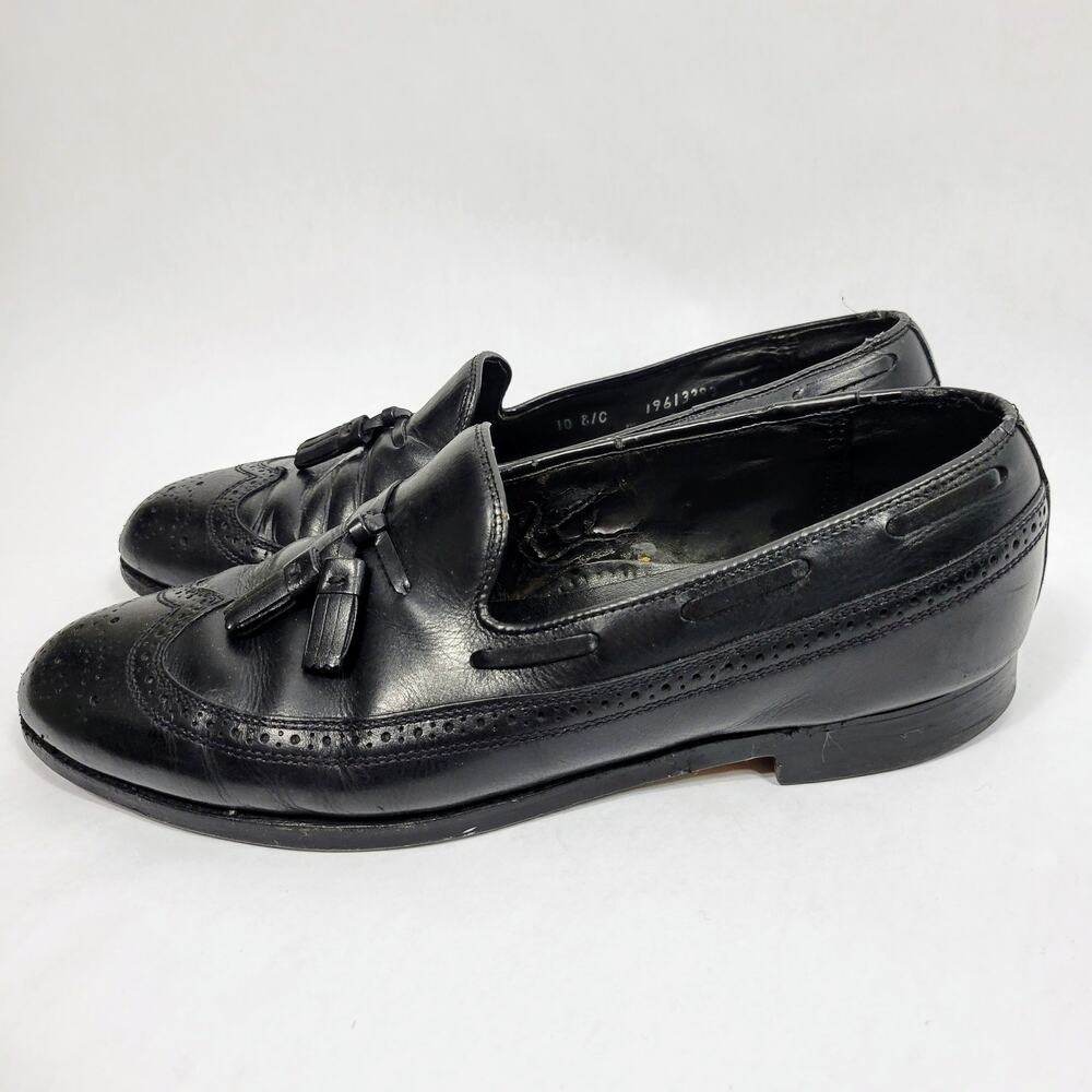 Mens Black Leather Tassel Wingtip Loafer Dress Shoes Size‎ 10 8C